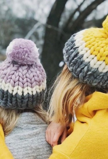 Χρωματιστό Μερινό  Καπέλο με φούντα