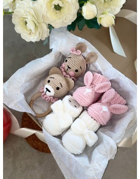 Πλεκτό Χειροποίητο Βρεφικό Σετ "Rabbit and Bear Mix"
