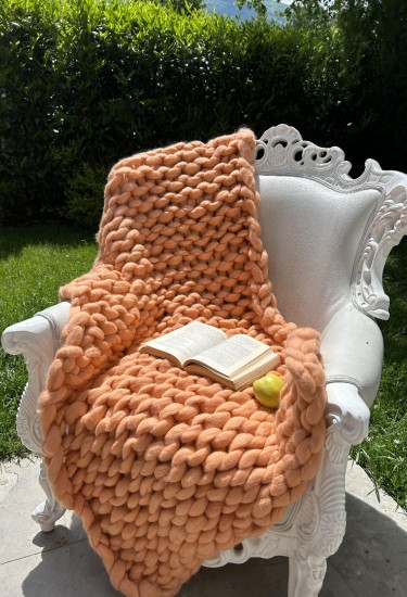 Κουβέρτα Μερινό  Ροδακινί