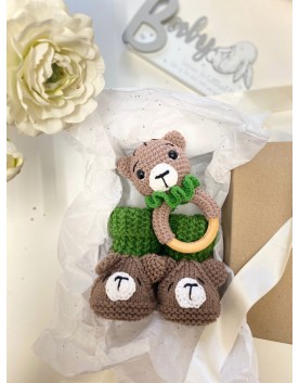 Χειροποίητο Πλεκτό Βρεφικό Σετ "Little Bear"