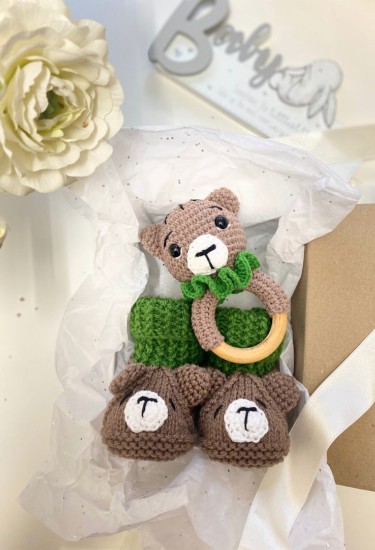 Χειροποίητο Πλεκτό Βρεφικό Σετ "Little Bear"