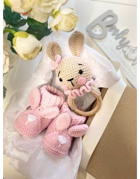 Πλεκτό Χειροποίητο Βρεφικό Σετ "Rabbit"