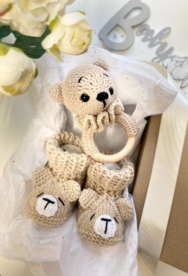 Χειροποίητο Πλεκτό Βρεφικό Σετ "Baby Bear"