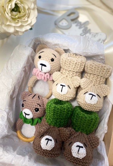 Χειροποίητο πλεκτό βρεφικό σετ "Big Bear"